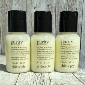 Lot of 3 Philosophy Purity Made Simple One-Step Facial Cleanser 1 oz each Sealed
